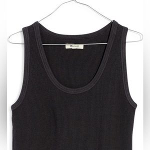 Madewell Scoop Crop Waffle Knit Tank Size XL NWT Coal Color
